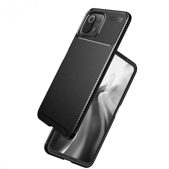 Xiaomi Mi 11 Lite Kılıf Auto Focus Karbon Kapak - Lacivert