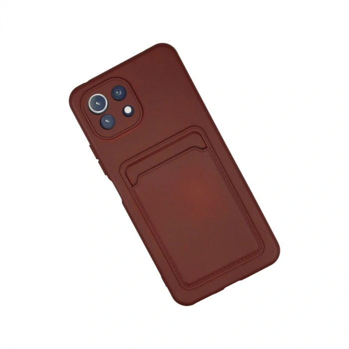 Xiaomi Mi 11 Lite Kılıf Kelvin Kartvizitli Silikon - Bordo