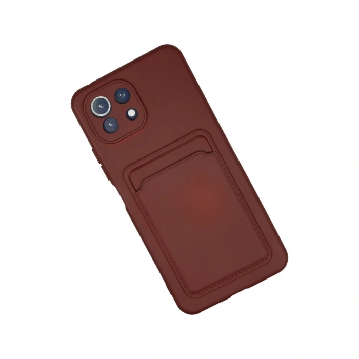 Xiaomi Mi 11 Lite Kılıf Kelvin Kartvizitli Silikon - Bordo