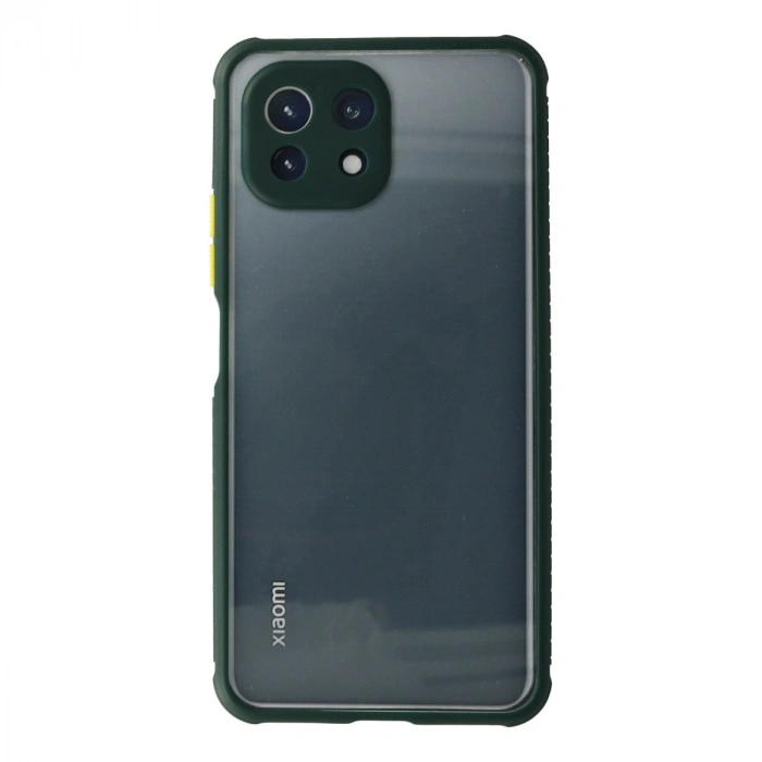 Xiaomi Mi 11 Lite Kılıf Miami Şeffaf Silikon - Koyu Yeşil