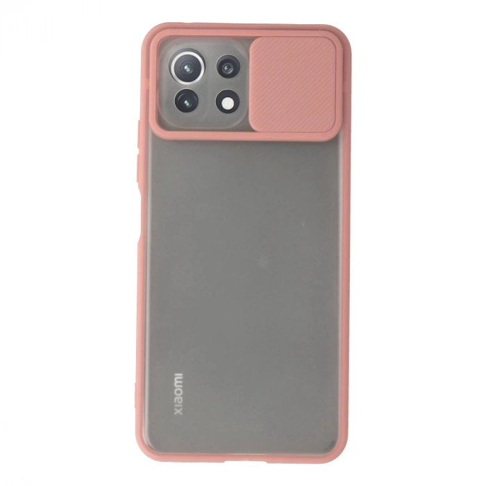 Xiaomi Mi 11 Lite Kılıf Palm Buzlu Kamera Sürgülü Silikon - Pembe