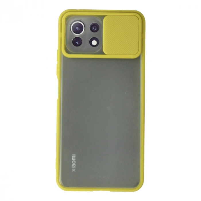 Xiaomi Mi 11 Lite Kılıf Palm Buzlu Kamera Sürgülü Silikon - Sarı
