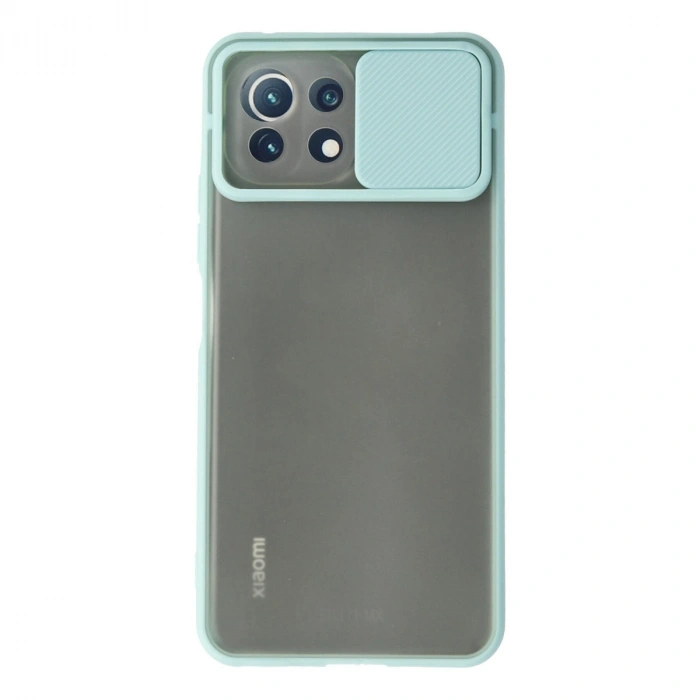 Xiaomi Mi 11 Lite Kılıf Palm Buzlu Kamera Sürgülü Silikon - Turkuaz