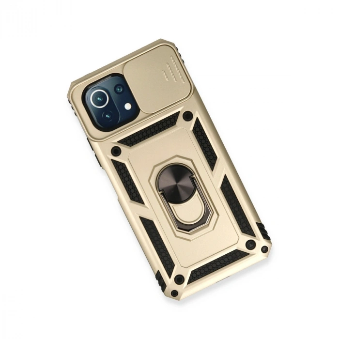 Xiaomi Mi 11 Lite Kılıf Pars Lens Yüzüklü Silikon - Gold