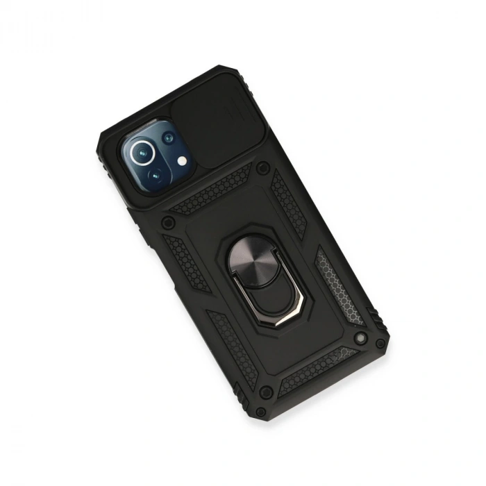 Xiaomi Mi 11 Lite Kılıf Pars Lens Yüzüklü Silikon - Siyah