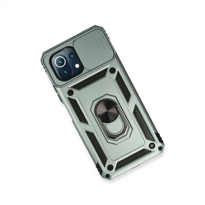 Xiaomi Mi 11 Lite Kılıf Pars Lens Yüzüklü Silikon - Yeşil