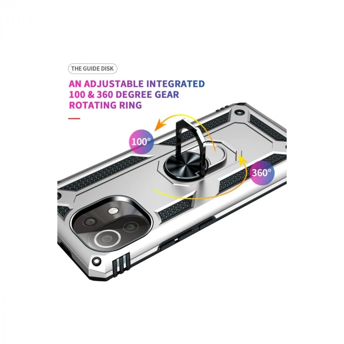 Xiaomi Mi 11 Lite Kılıf Sofya Yüzüklü Silikon Kapak - Gümüş