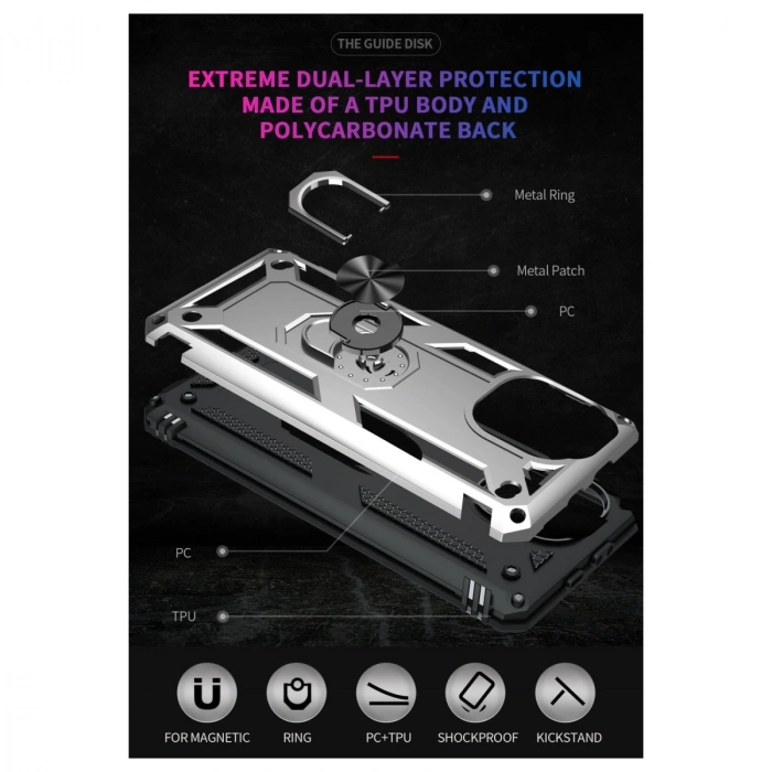 Xiaomi Mi 11 Lite Kılıf Sofya Yüzüklü Silikon Kapak - Gümüş