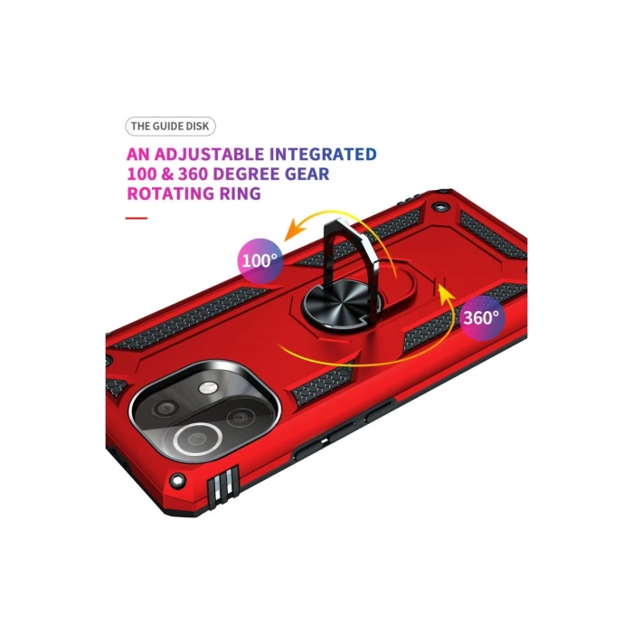 Xiaomi Mi 11 Lite Kılıf Sofya Yüzüklü Silikon Kapak - Kırmızı