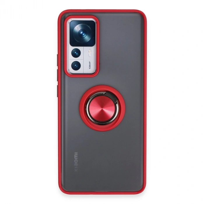 Xiaomi Mi 12t Pro Kılıf Montreal Yüzüklü Silikon Kapak - Kırmızı