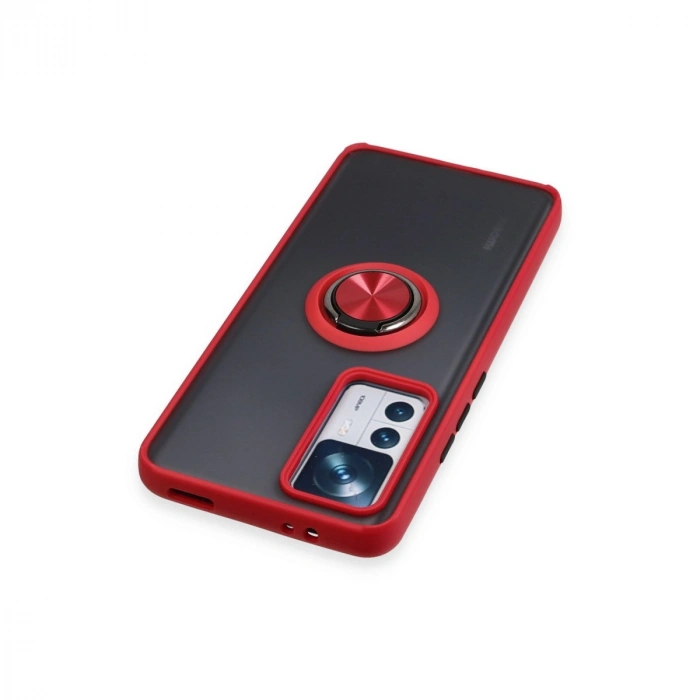 Xiaomi Mi 12t Pro Kılıf Montreal Yüzüklü Silikon Kapak - Kırmızı