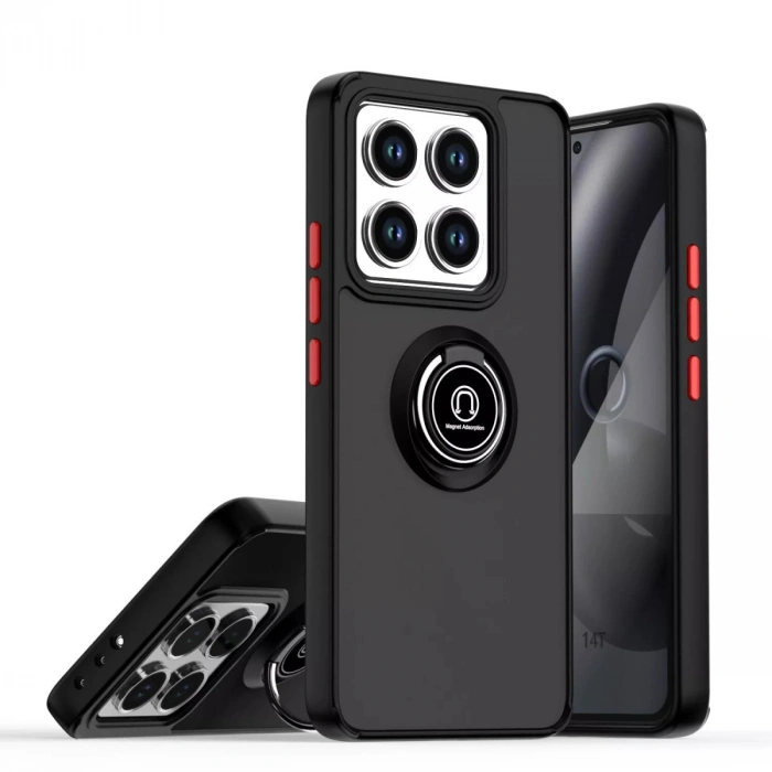 Xiaomi Mi 14t Montreal Yüzüklü Silikon Kapak - Siyah