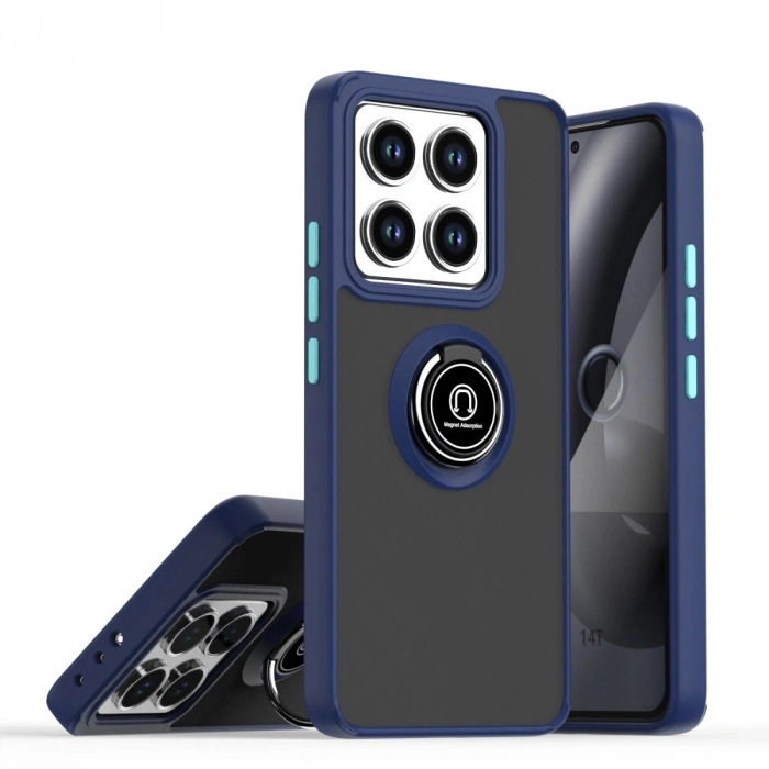 Xiaomi Mi 14t Pro Kılıf Montreal Yüzüklü Silikon Kapak - Lacivert