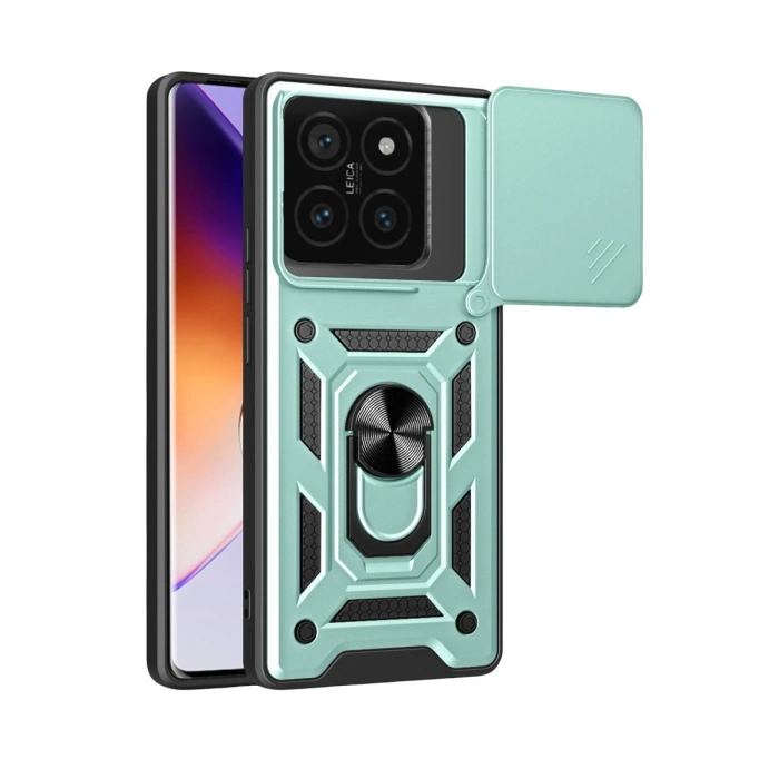 Xiaomi Mi 14t Pro Kılıf Pars Lens Yüzüklü Silikon - Yeşil