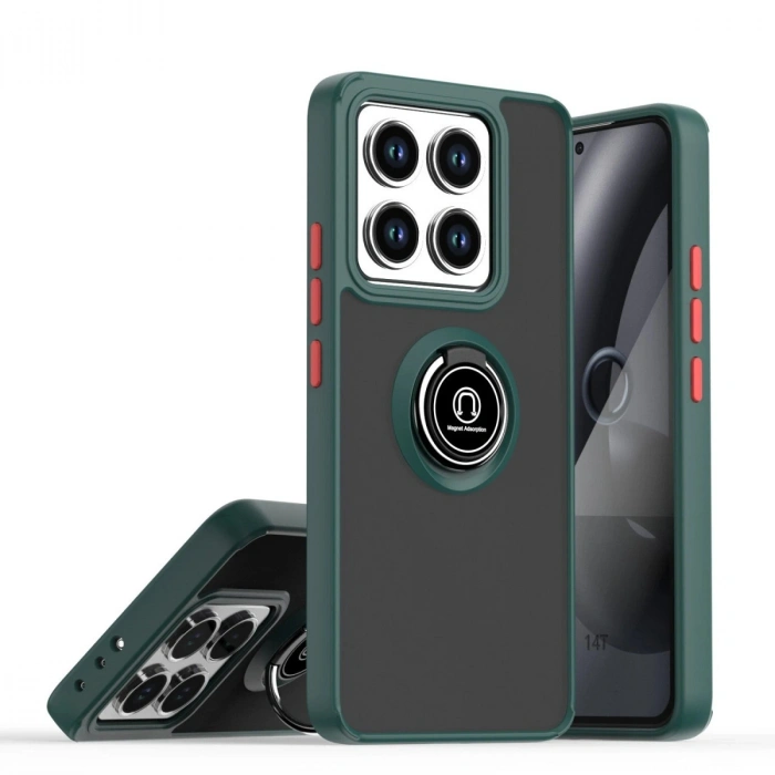 Xiaomi Mi 15 Kılıf Montreal Yüzüklü Silikon Kapak - Yeşil