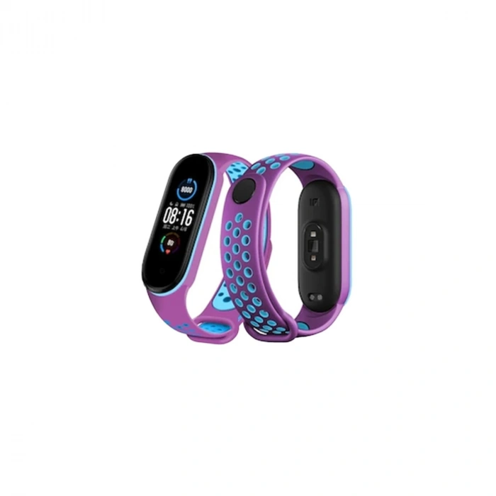 Xiaomi Mi Band 4 Spor Delikli Kordon - Mor-mavi