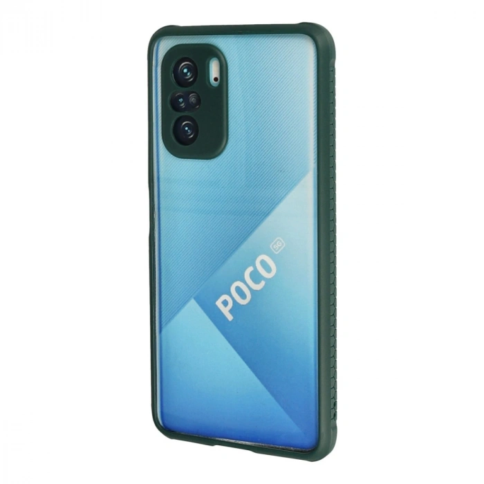 Xiaomi Poco F3 Kılıf Miami Şeffaf Silikon - Koyu Yeşil