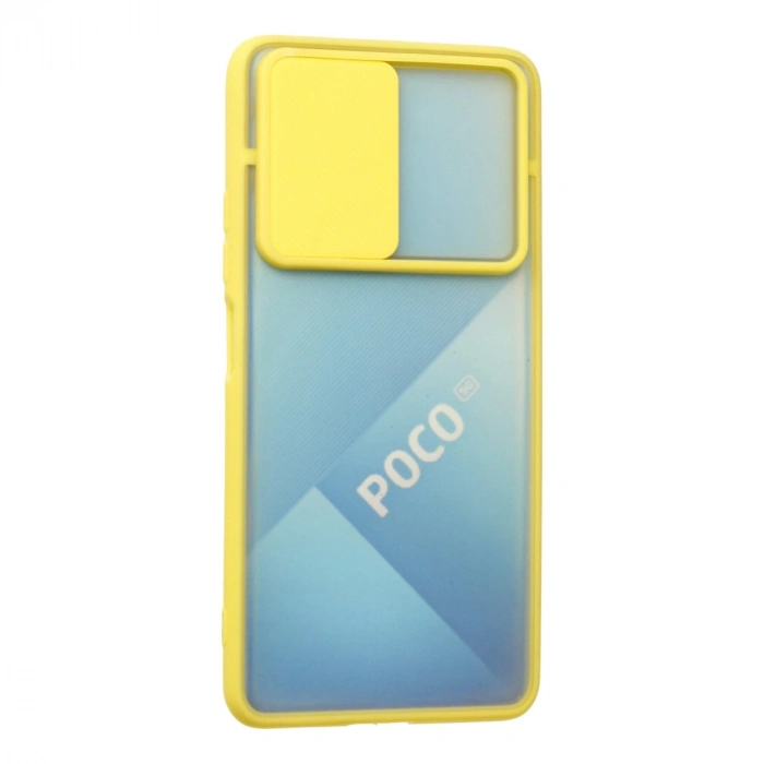 Xiaomi Poco F3 Kılıf Palm Buzlu Kamera Sürgülü Silikon - Sarı