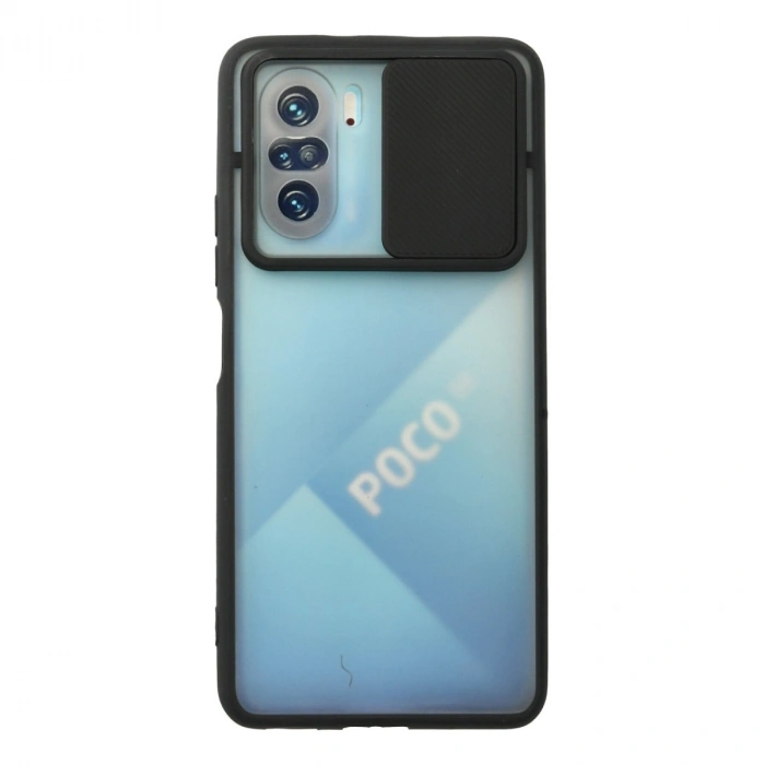 Xiaomi Poco F3 Kılıf Palm Buzlu Kamera Sürgülü Silikon - Siyah
