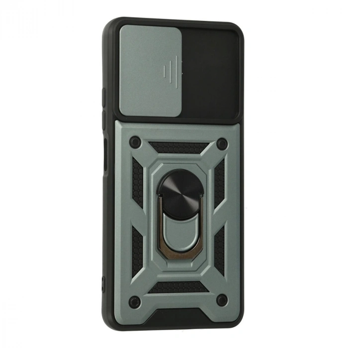 Xiaomi Poco F3 Kılıf Pars Lens Yüzüklü Silikon - Yeşil