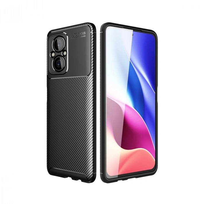 Xiaomi Poco M5 Kılıf Auto Focus Karbon Kapak - Siyah