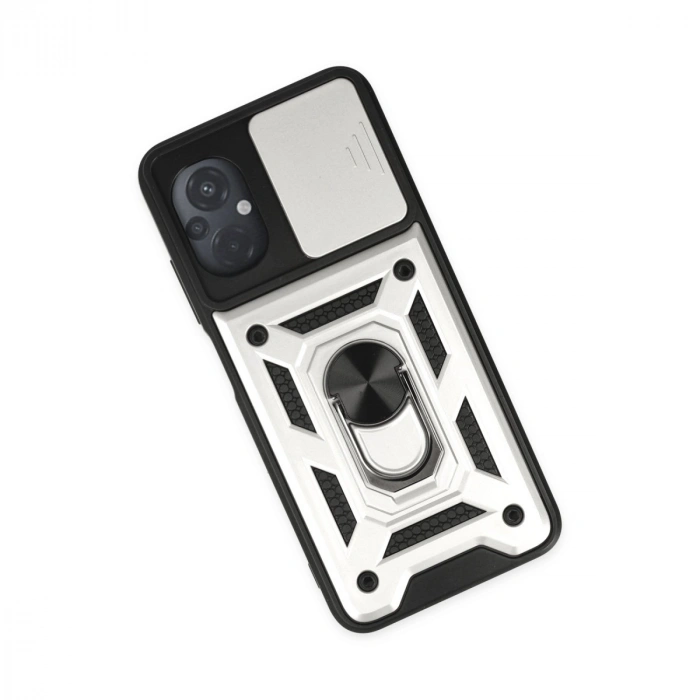 Xiaomi Poco M5 Kılıf Pars Lens Yüzüklü Silikon - Gümüş