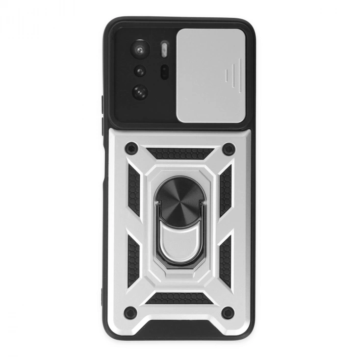 Xiaomi Poco X3 Gt Kılıf Pars Lens Yüzüklü Silikon - Gümüş
