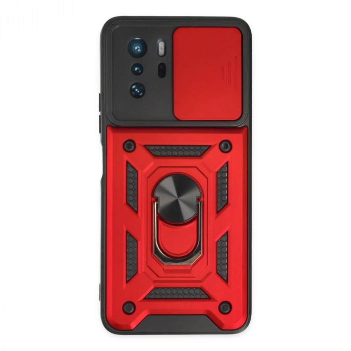 Xiaomi Poco X3 Gt Kılıf Pars Lens Yüzüklü Silikon - Kırmızı