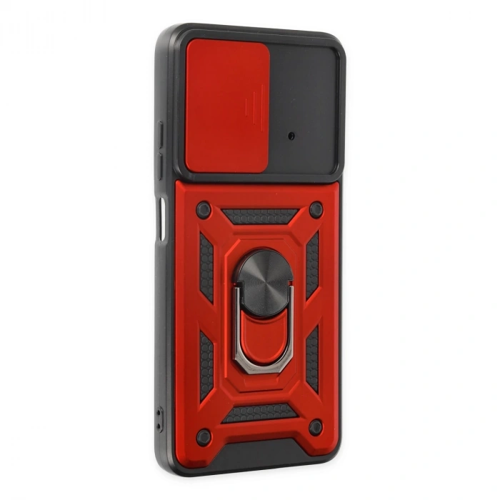 Xiaomi Poco X4 Pro 5g Kılıf Pars Lens Yüzüklü Silikon - Kırmızı