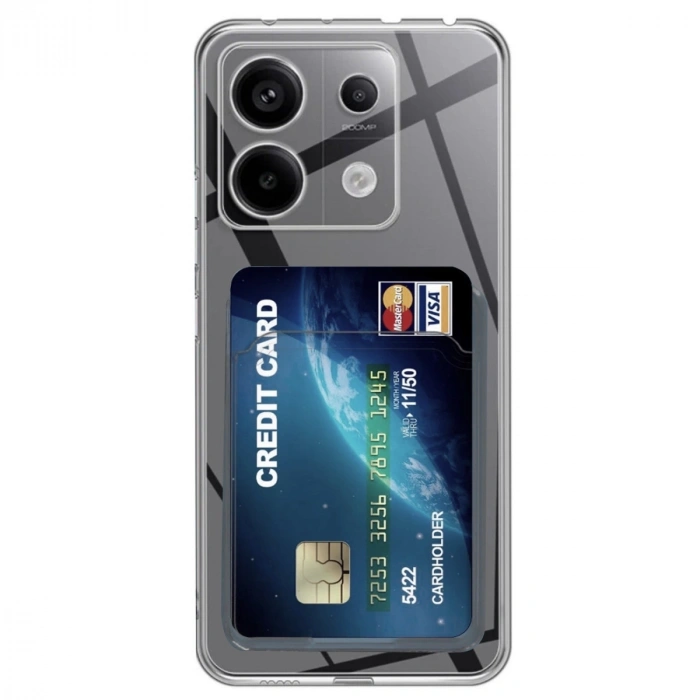 Xiaomi Poco X6 Kılıf Kart Şeffaf Silikon - Şeffaf