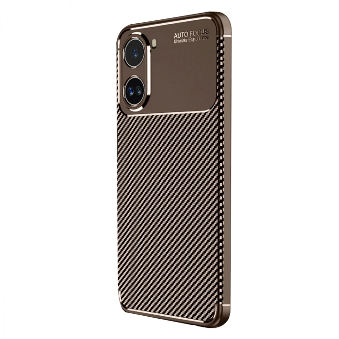 Xiaomi Poco X7 Pro Kılıf Auto Focus Karbon Kapak - Kahverengi