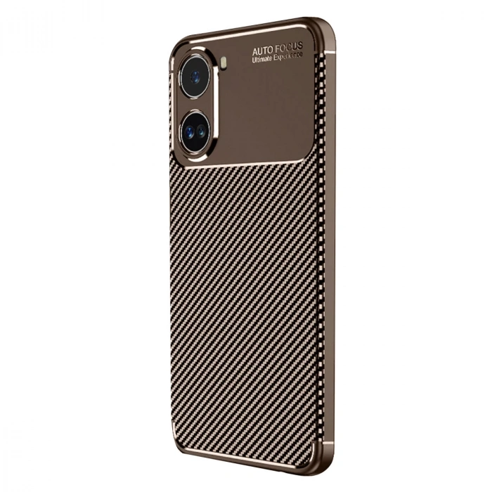 Xiaomi Poco X7 Pro Kılıf Auto Focus Karbon Kapak - Kahverengi