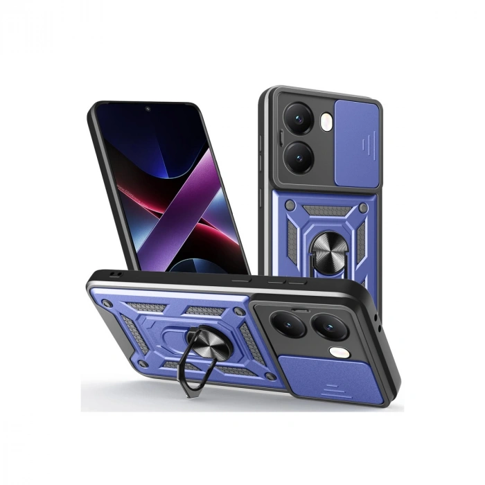 Xiaomi Poco X7 Pro Kılıf Pars Lens Yüzüklü Silikon - Lacivert