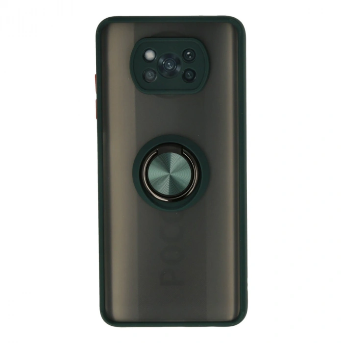 Xiaomi Pocophone X3 Kılıf Montreal Yüzüklü Silikon Kapak - Yeşil