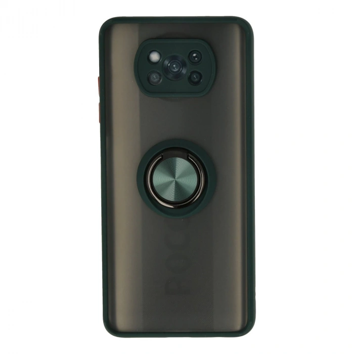 Xiaomi Pocophone X3 Kılıf Montreal Yüzüklü Silikon Kapak - Yeşil