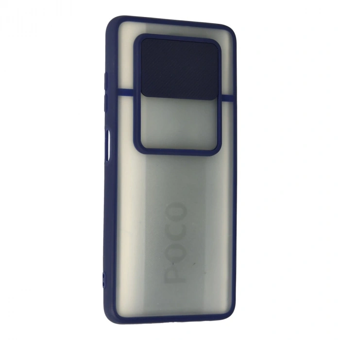Xiaomi Pocophone X3 Kılıf Palm Buzlu Kamera Sürgülü Silikon - Lacivert