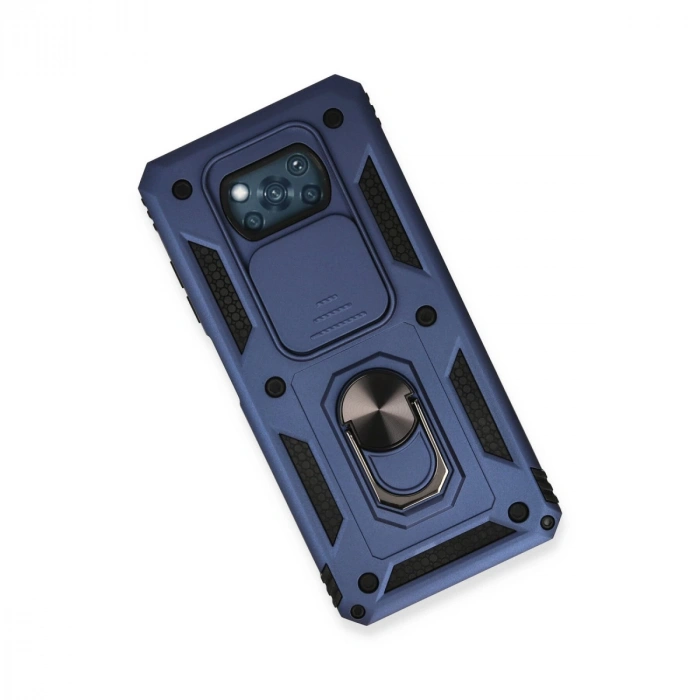 Xiaomi Pocophone X3 Kılıf Pars Lens Yüzüklü Silikon - Lacivert