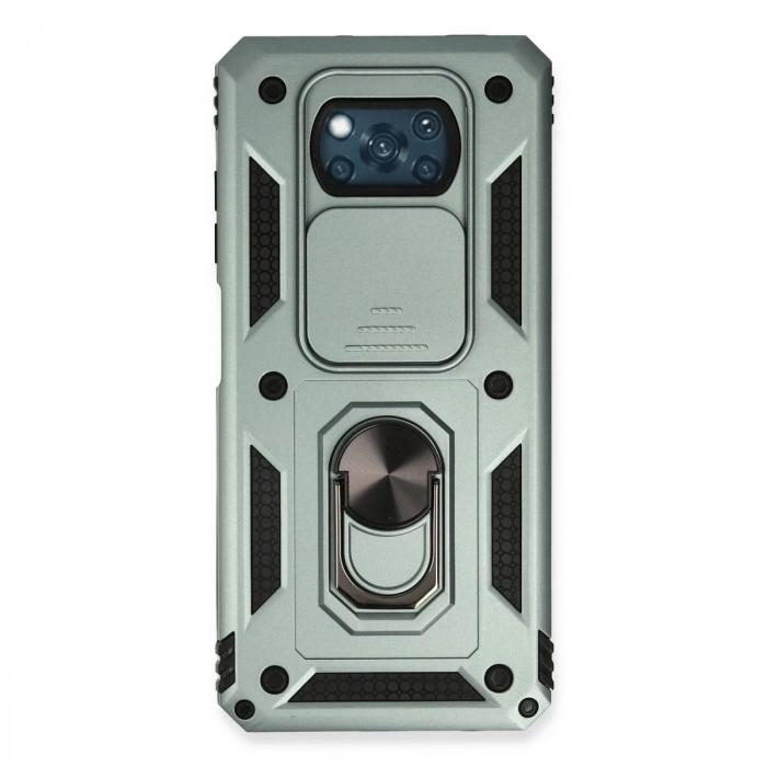 Xiaomi Pocophone X3 Kılıf Pars Lens Yüzüklü Silikon - Yeşil