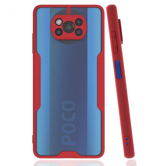 Xiaomi Pocophone X3 Kılıf Platin Silikon - Kırmızı