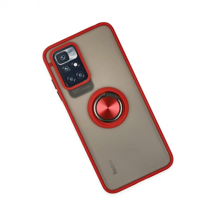 Xiaomi Redmi 10 2022 Kılıf Montreal Yüzüklü Silikon Kapak - Kırmızı