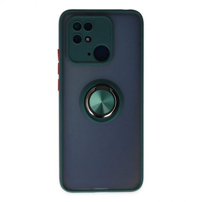 Xiaomi Redmi 10c Kılıf Montreal Yüzüklü Silikon Kapak - Yeşil