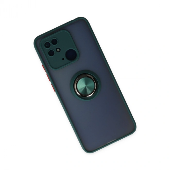 Xiaomi Redmi 10c Kılıf Montreal Yüzüklü Silikon Kapak - Yeşil