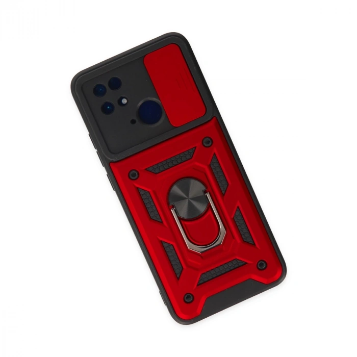 Xiaomi Redmi 10c Kılıf Pars Lens Yüzüklü Silikon - Kırmızı