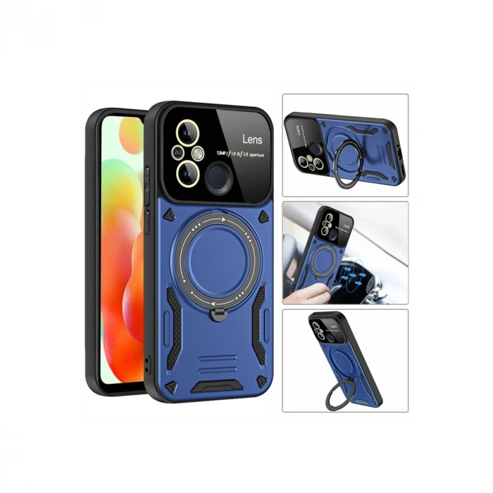 Xiaomi Redmi 12c Kılıf Joy Lens Standlı Kapak - Mor