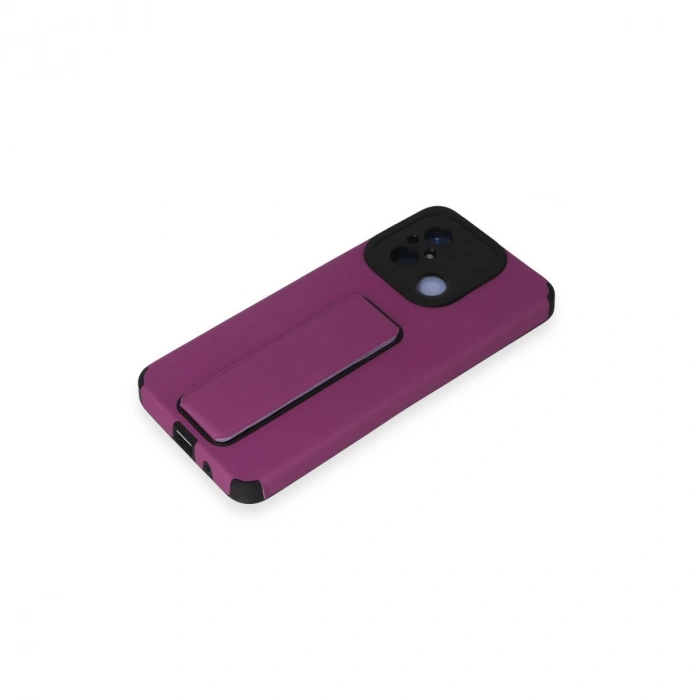 Xiaomi Redmi 12c Kılıf Mega Standlı Silikon - Mor