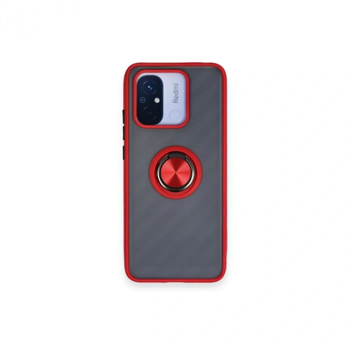 Xiaomi Redmi 12c Kılıf Montreal Yüzüklü Silikon Kapak - Kırmızı