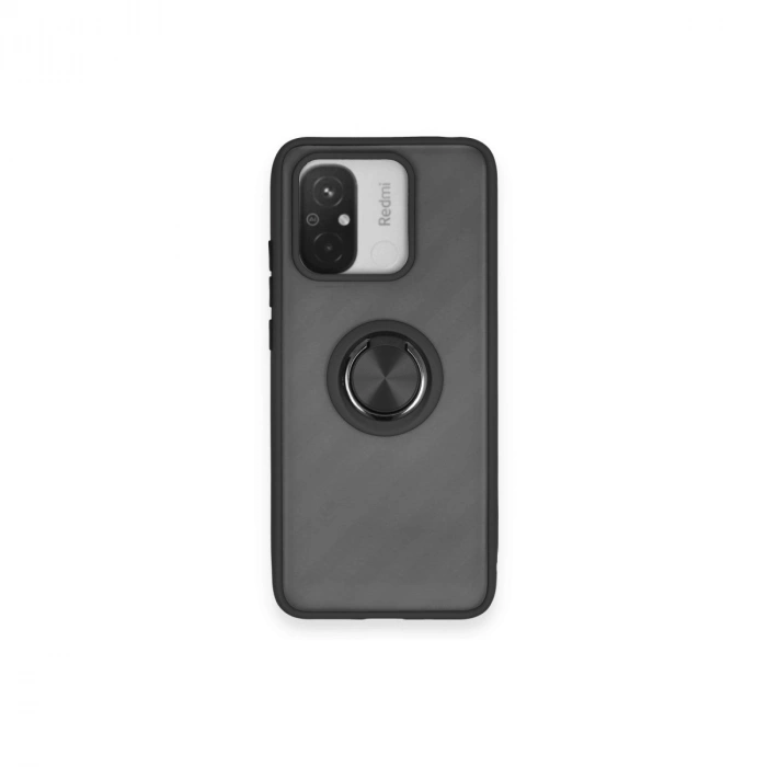 Xiaomi Redmi 12c Kılıf Montreal Yüzüklü Silikon Kapak - Siyah