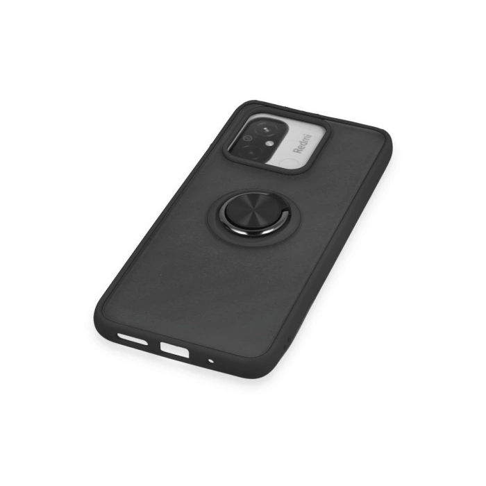 Xiaomi Redmi 12c Kılıf Montreal Yüzüklü Silikon Kapak - Siyah