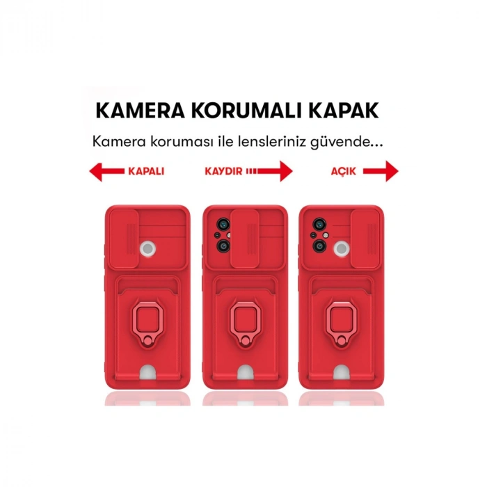 Xiaomi Redmi 12c Kılıf Zuma Kartvizitli Yüzüklü Silikon - Lacivert