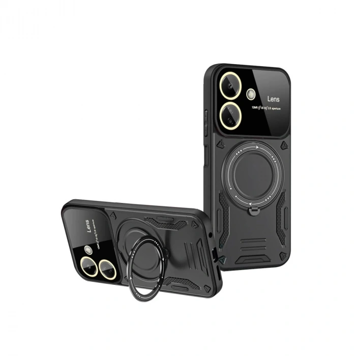 Xiaomi Redmi 13c Kılıf Joy Lens Standlı Kapak - Siyah